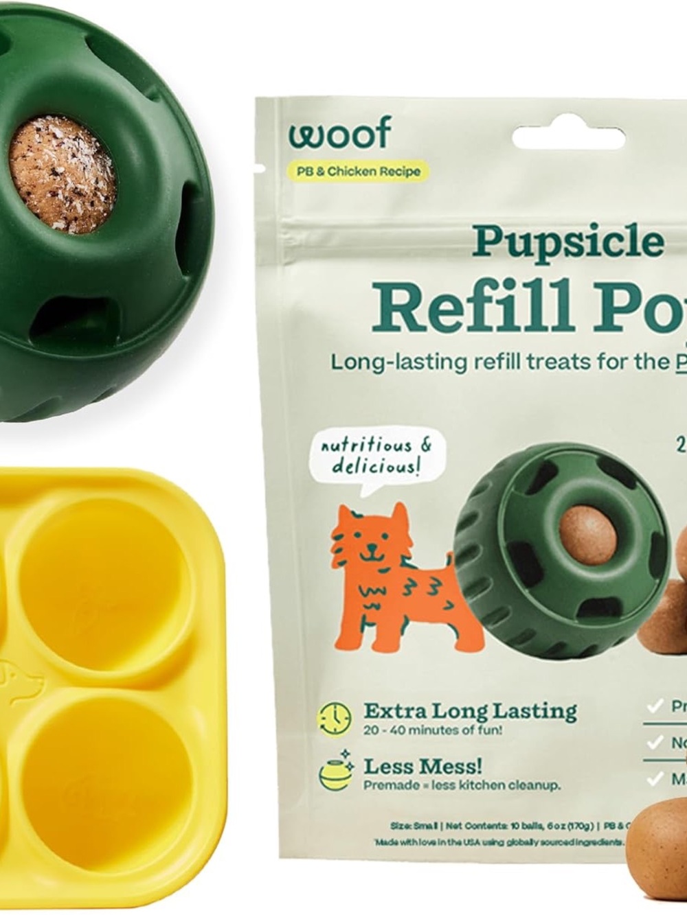 Woof Pupsicle Refill Pod Treats - PB & Chicken